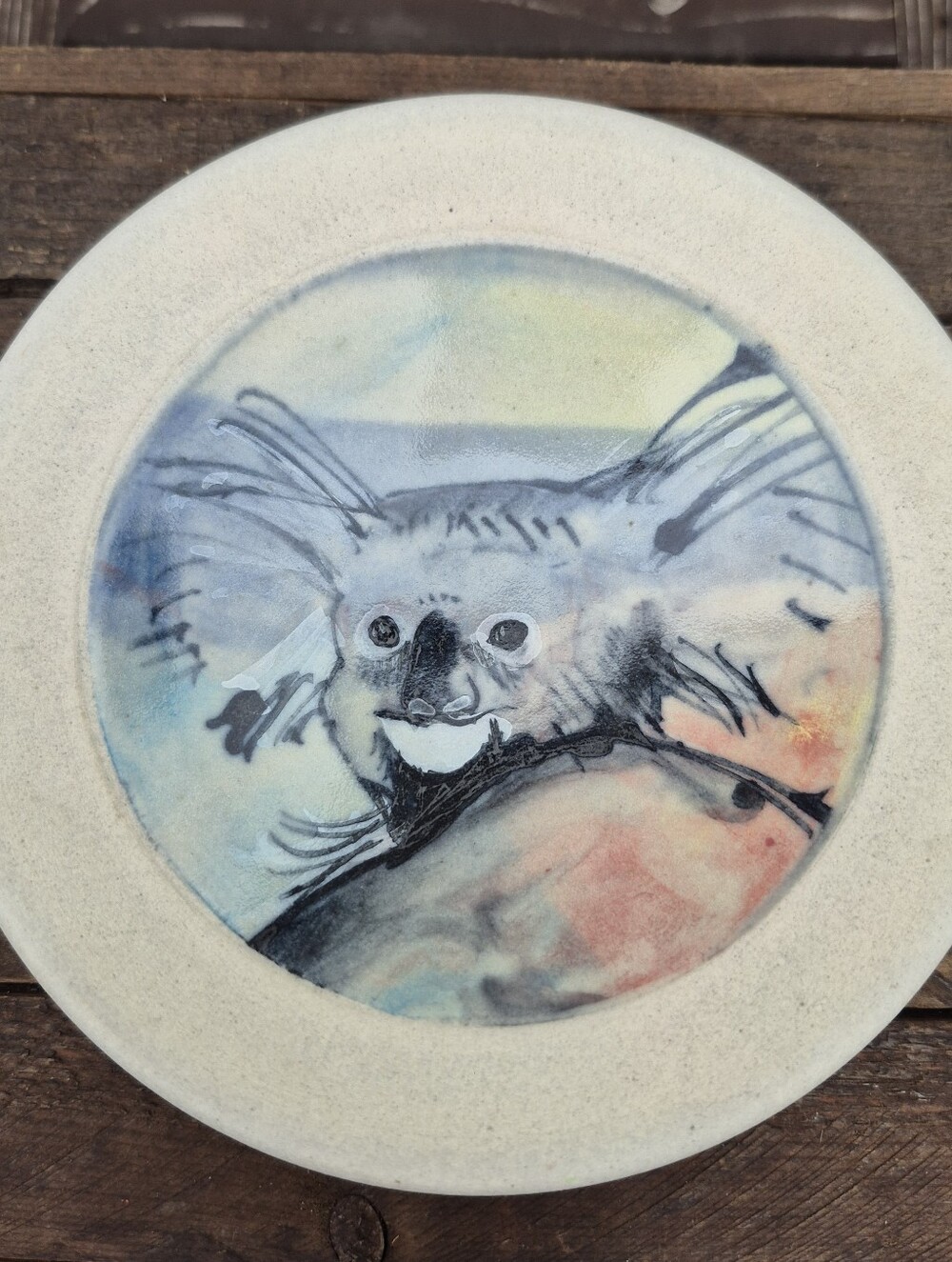 Vintage Wendy Binks Signed Studio Pottery Koala Plate / Trinket Dish -Made in WA